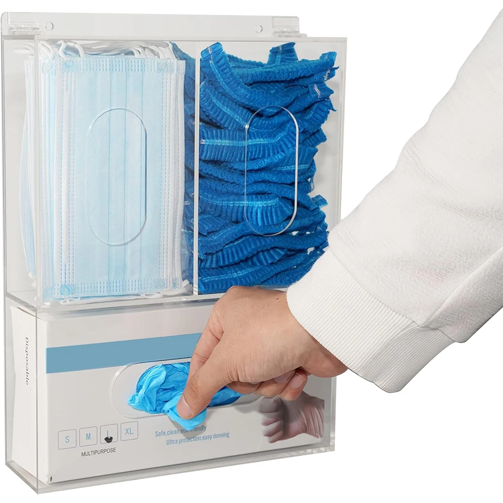 Medical Gloves - 3 roosters acryl handschoenhouder transparant wandgemonteerd